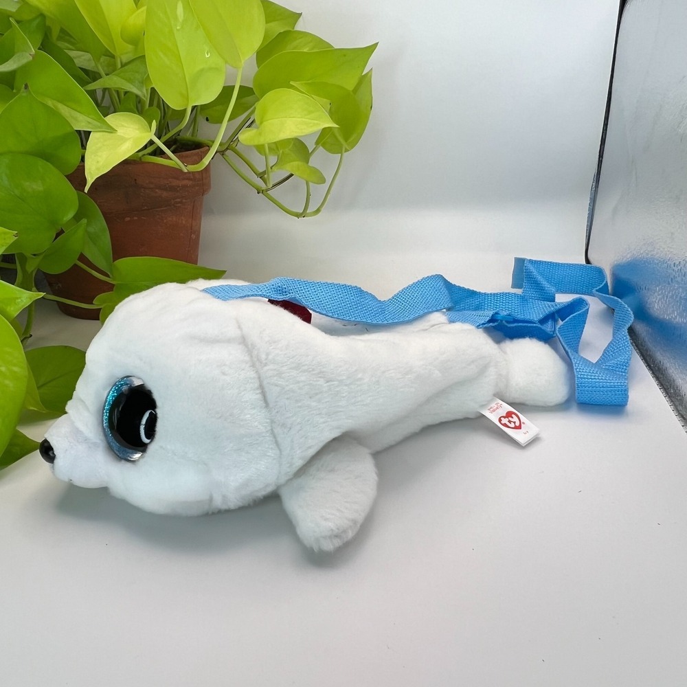 Ty Gear 14" White Seal Pup "Icy" Stuffed Animal Plush Small Backpack Paper Tag